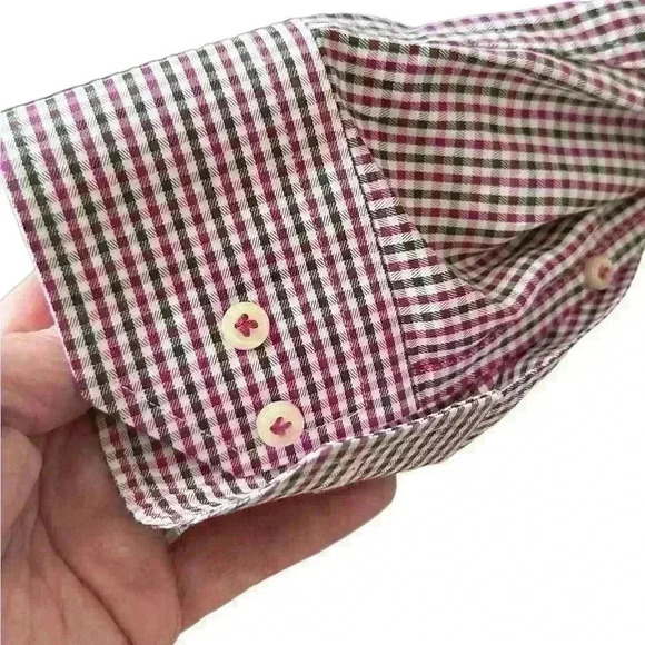 Peter Millar Men's Classic-Fit Long Sleeve Plaid Dress Shirt Pink Blue Plaid LAR - Picture 4 of 7